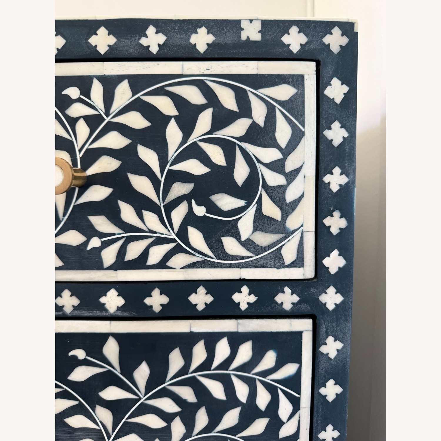 Anthropologie Blue and White Bone Inlay Chest - image-12
