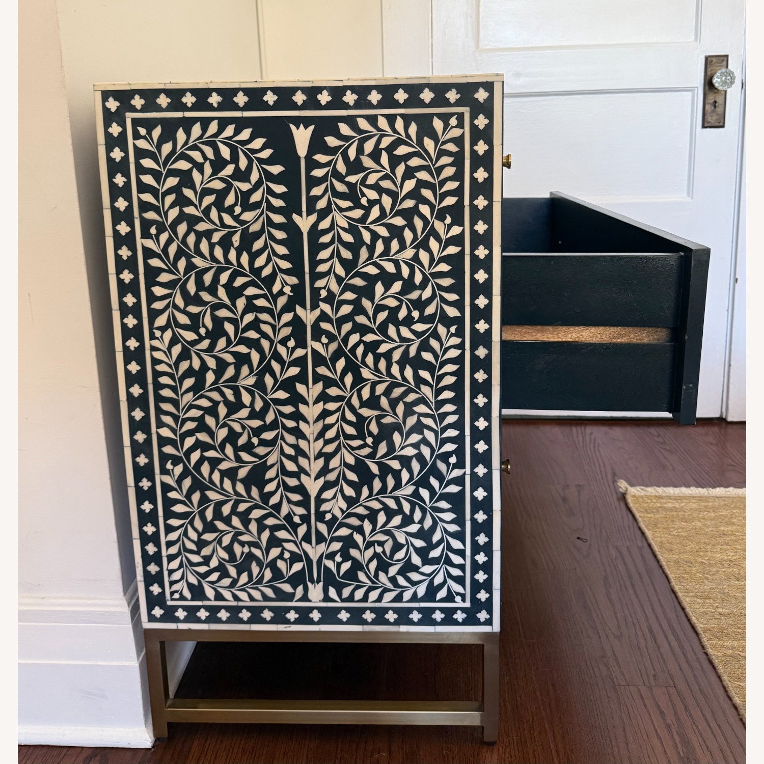 Anthropologie Blue and White Bone Inlay Chest - image-11