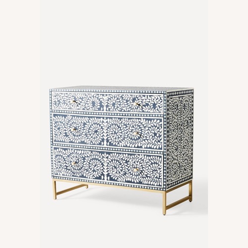 Used Anthropologie Blue and White Bone Inlay Chest for sale on AptDeco