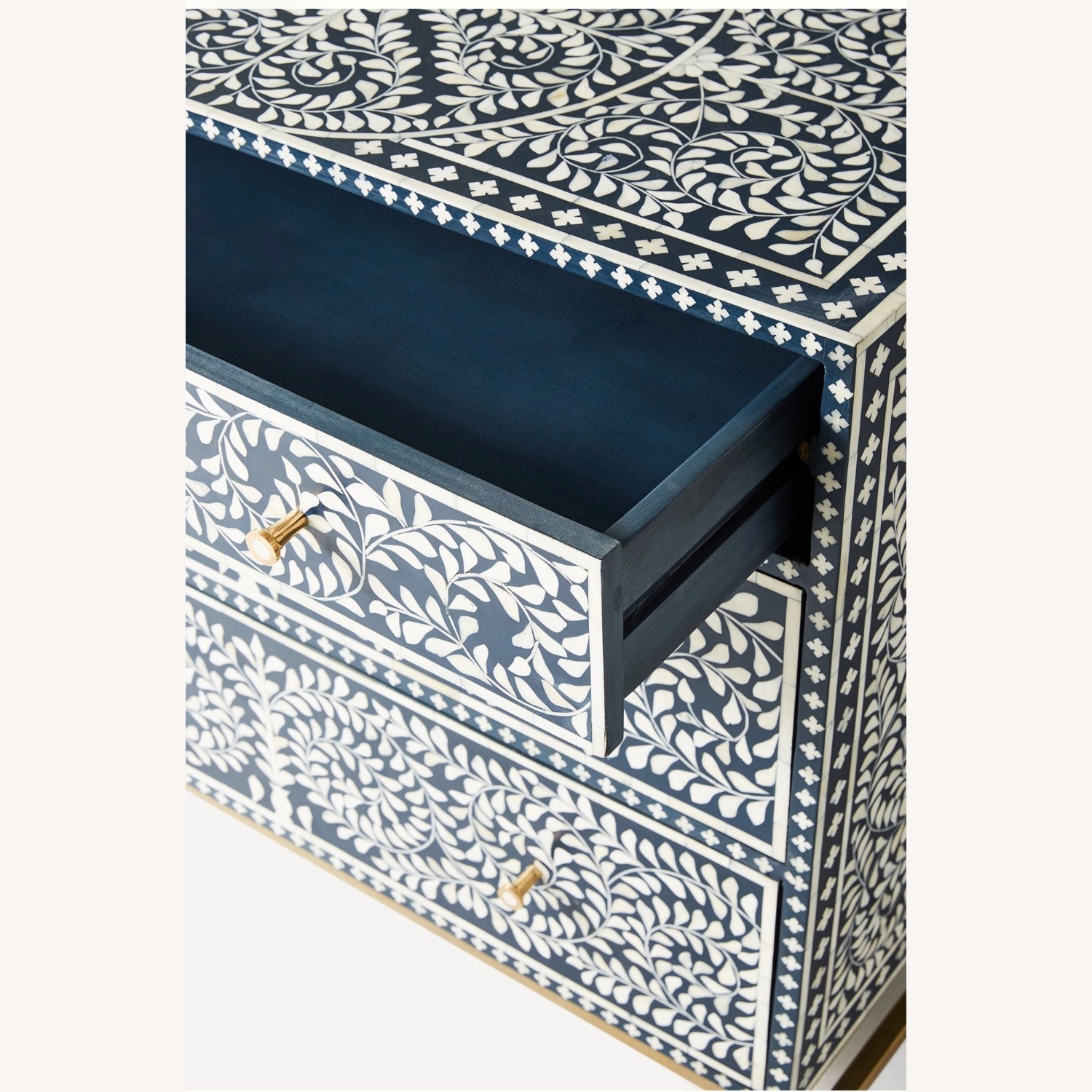 Anthropologie Blue and White Bone Inlay Chest - image-2