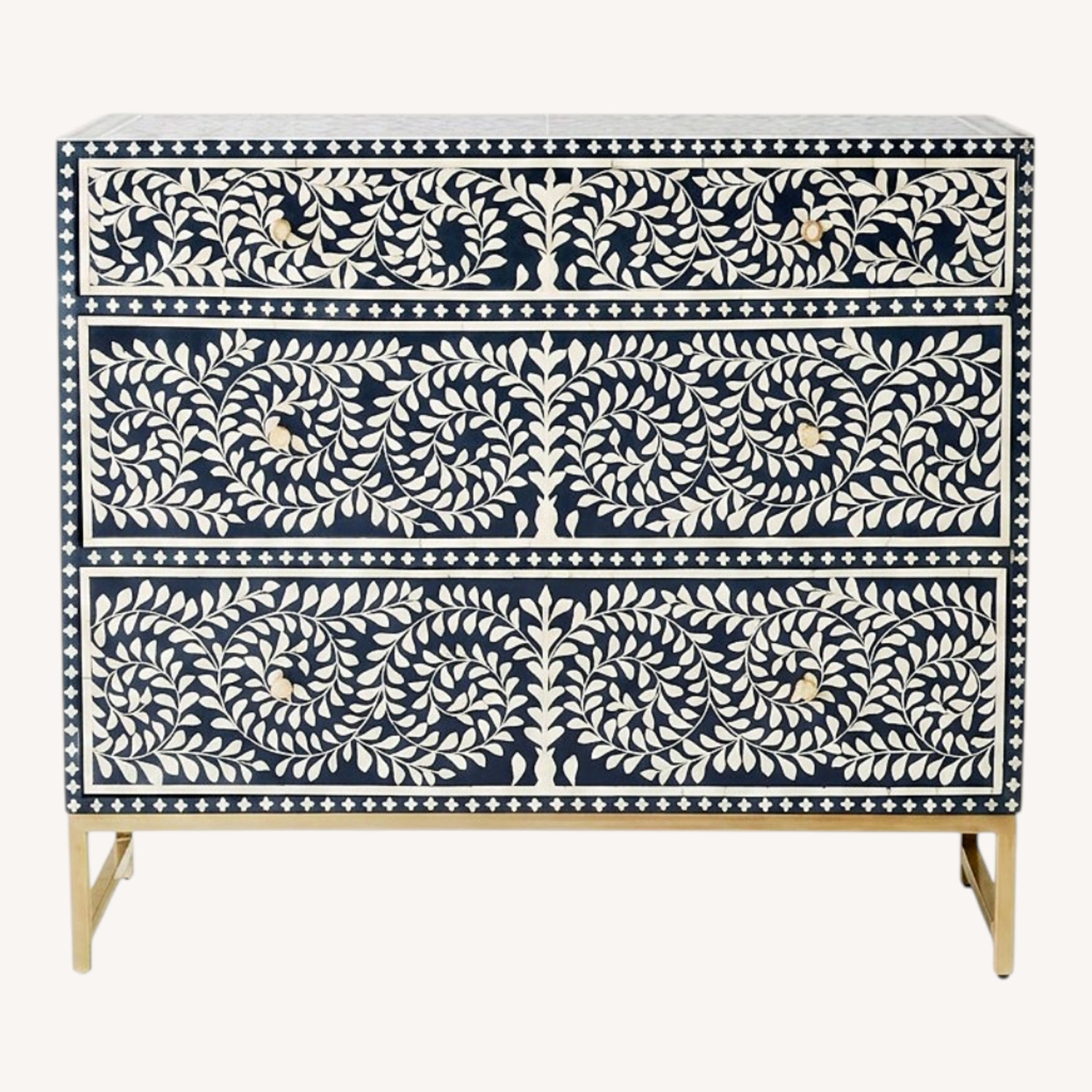 Anthropologie Blue and White Bone Inlay Chest - image-6