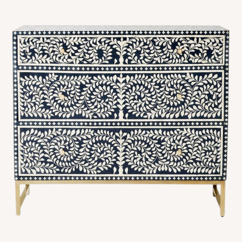 Used Anthropologie Blue and White Bone Inlay Chest for sale on AptDeco