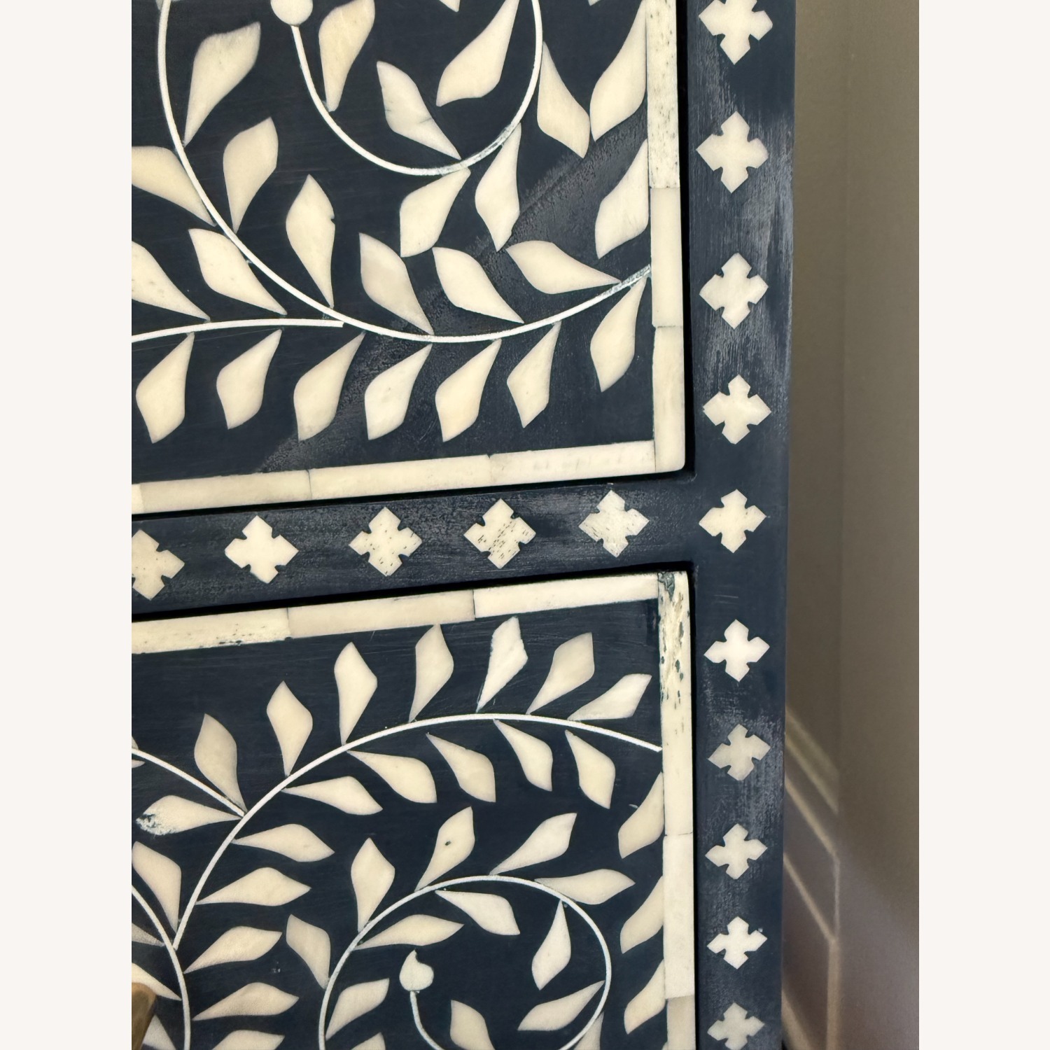 Anthropologie Blue and White Bone Inlay Chest - image-7