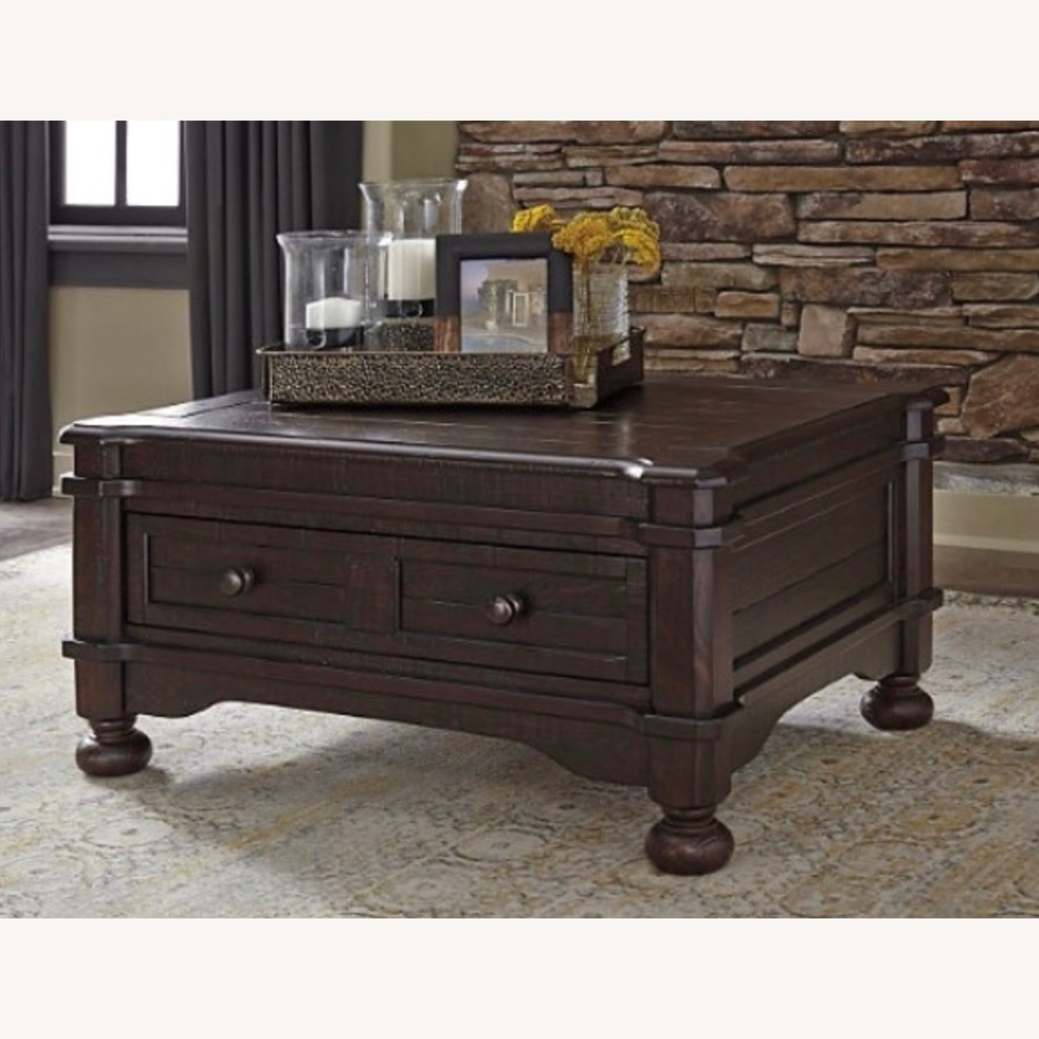 Ashley Gerlane Dark Brown Wood Coffee Table - image-2