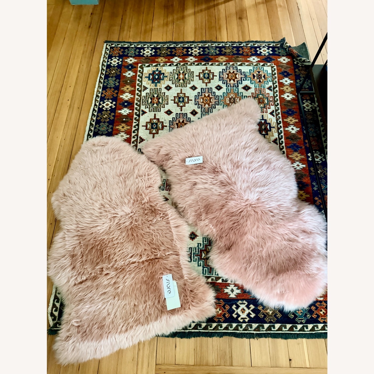 Fiore by Auskin Dark Rose Sheepskin Rugs Set of 2 NWT - image-1