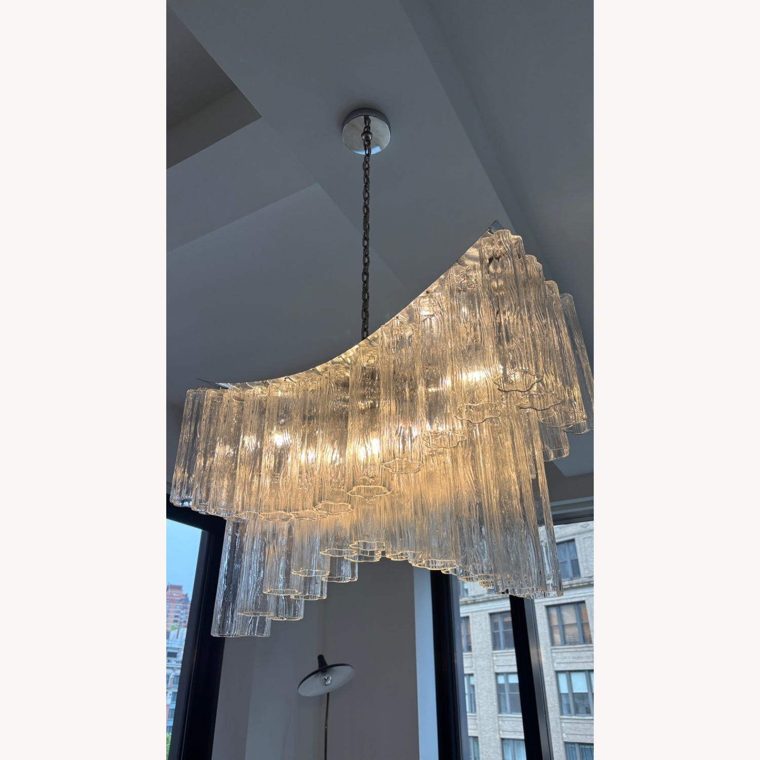 1st Dibs Large Midcentury Italian Glass Chandelier  - image-2