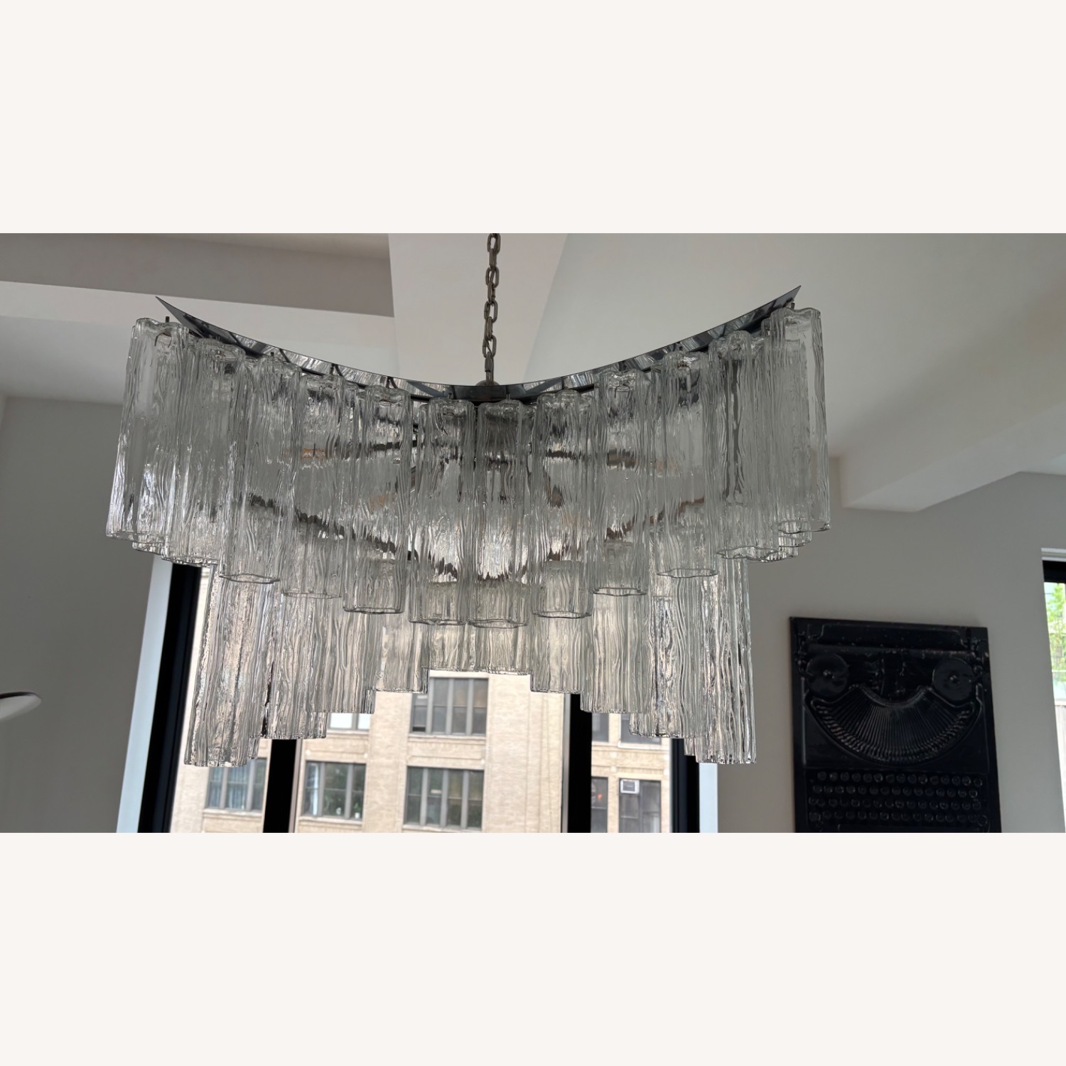 1st Dibs Large Midcentury Italian Glass Chandelier  - image-3