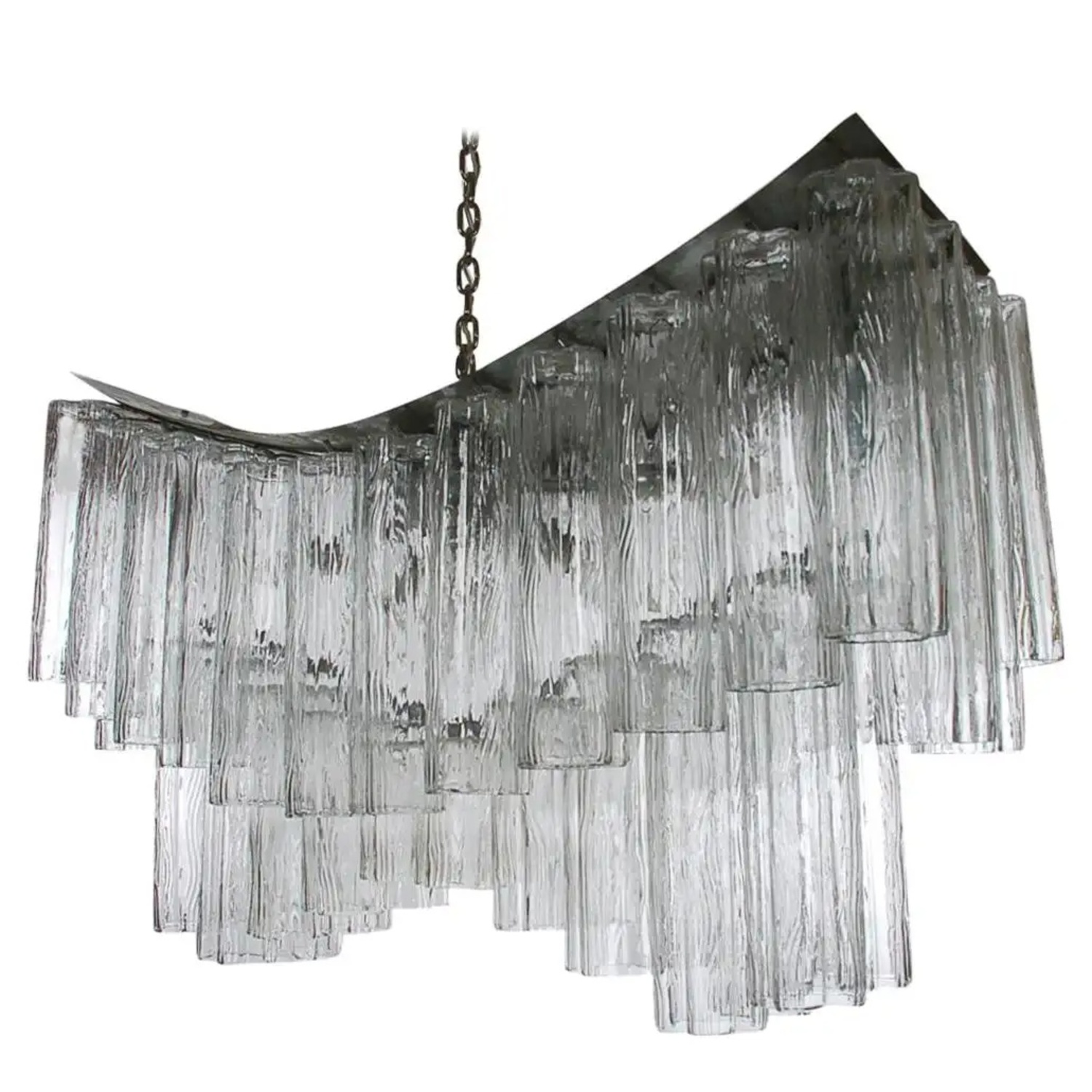 1st Dibs Large Midcentury Italian Glass Chandelier  - image-4