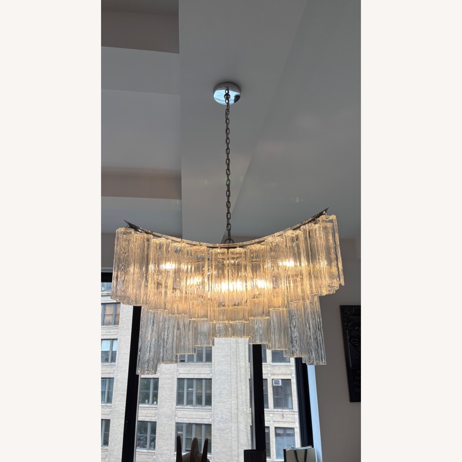 1st Dibs Large Midcentury Italian Glass Chandelier  - image-1