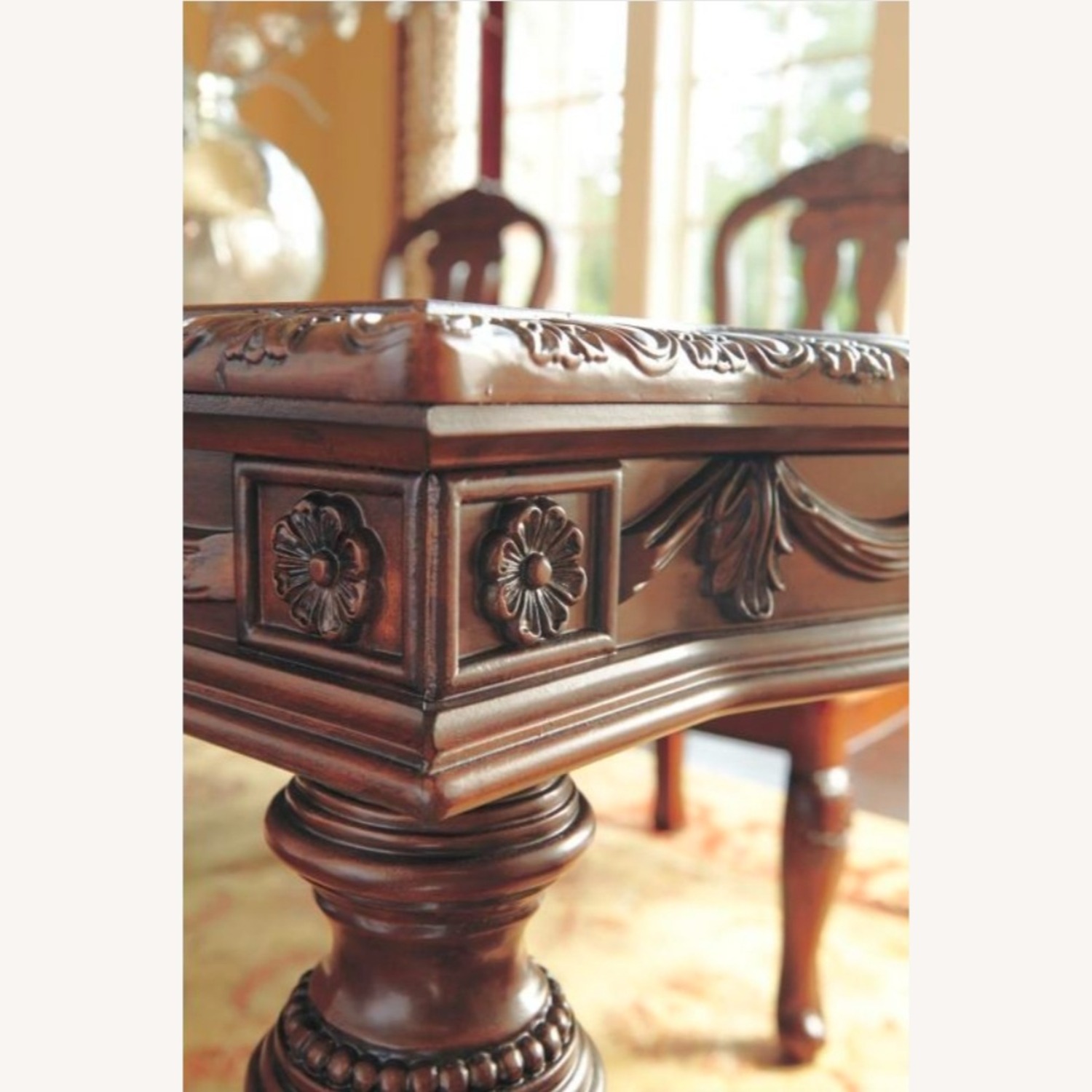 Ashley Furniture Dark Brown Wood Dining Table - image-4