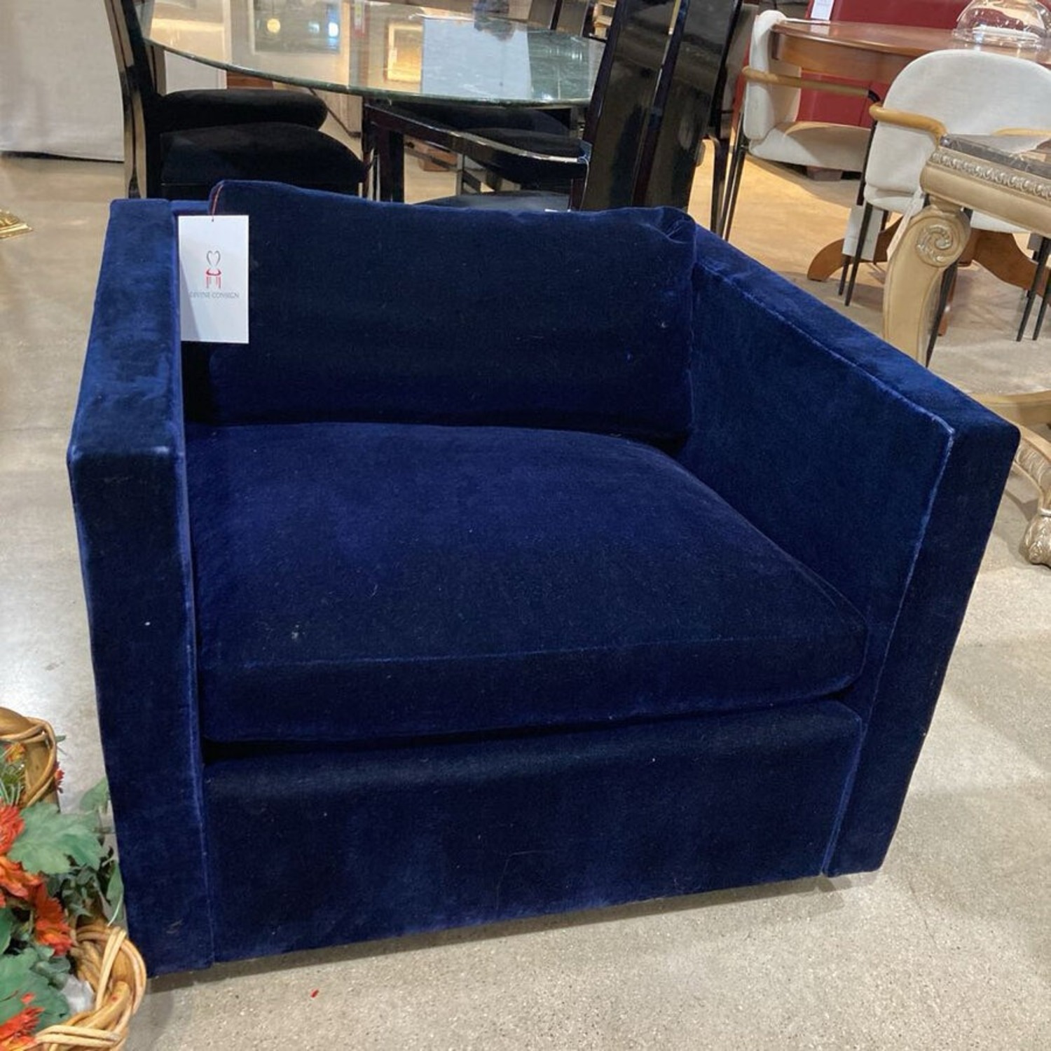 Mohair Accent Chair Navy - image-2