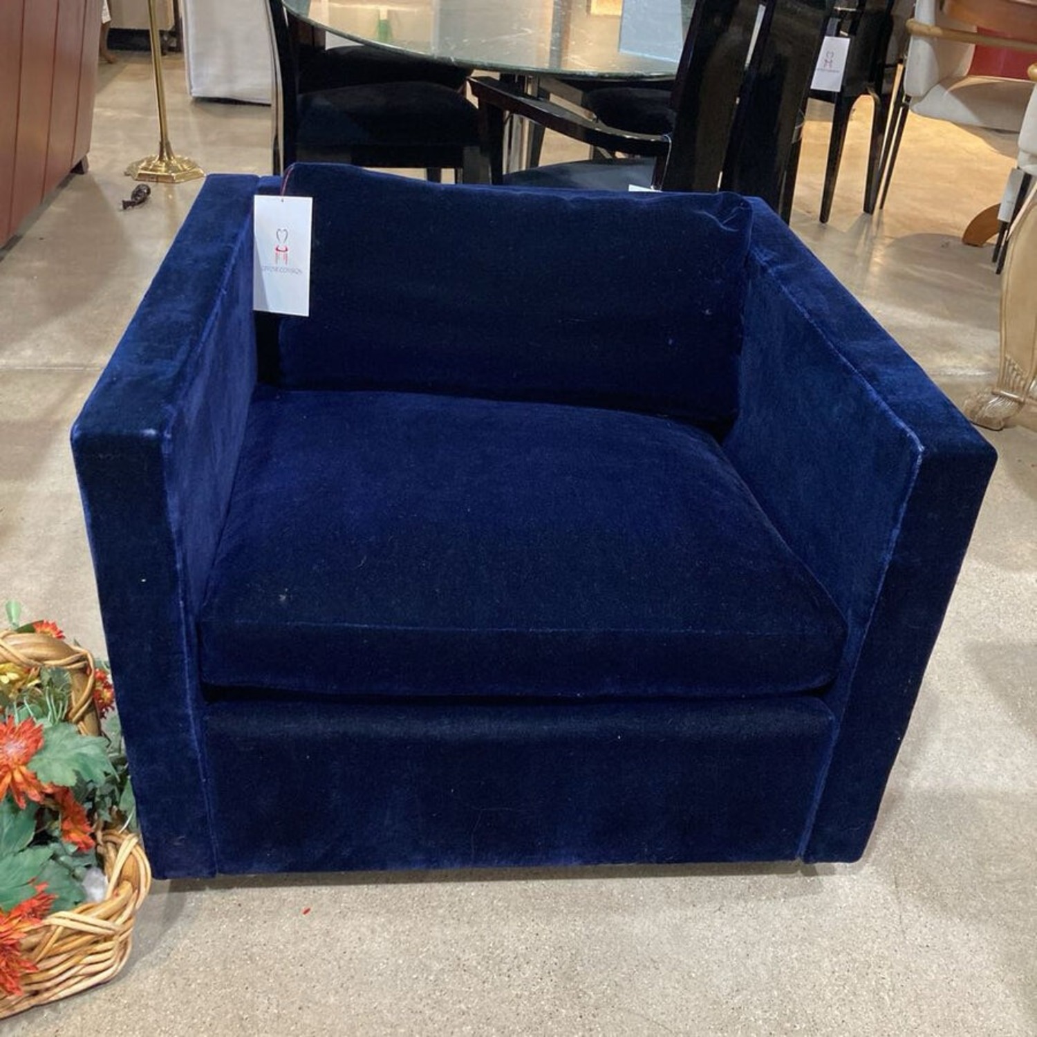 Mohair Accent Chair Navy - image-3