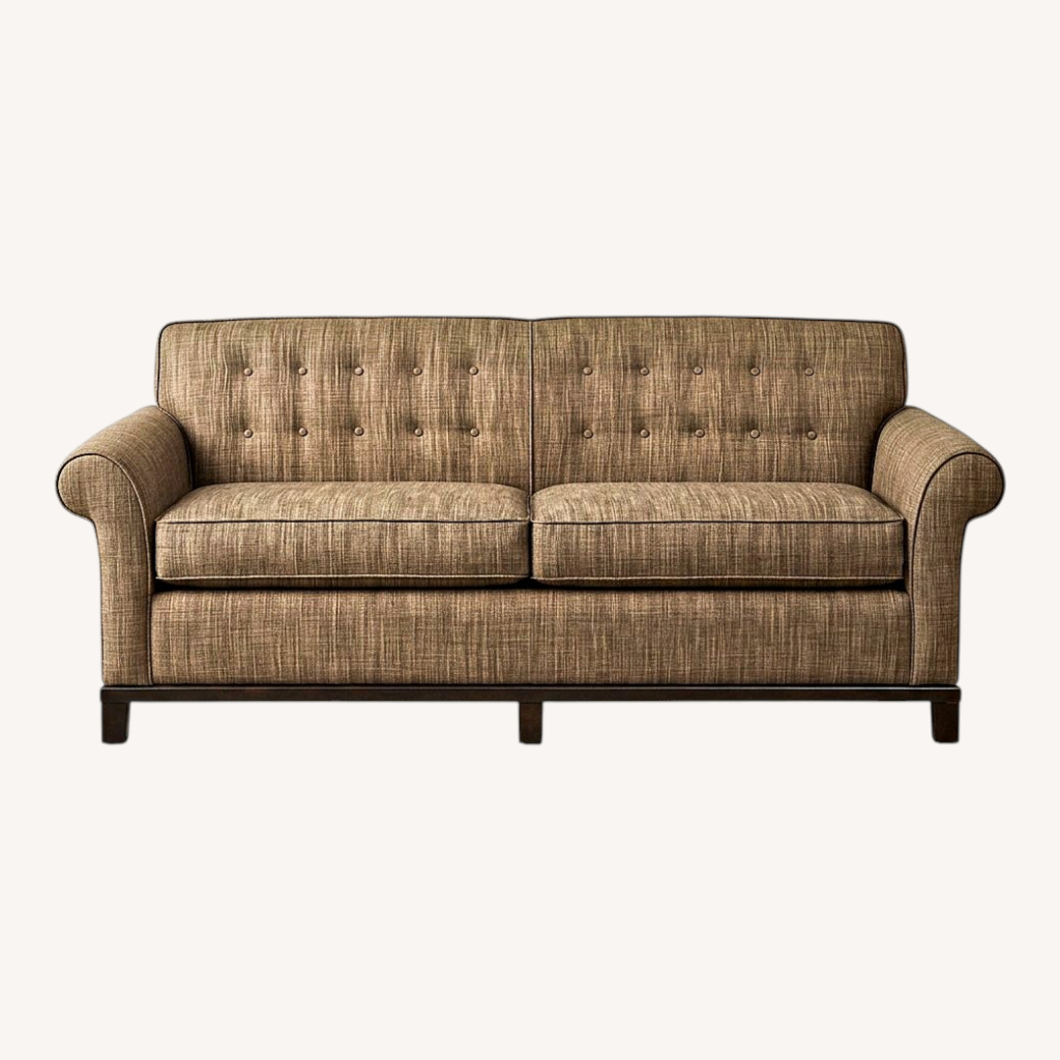 Kravet Button Tufted Performance Fabric Roll-Arm Sofa - image-0