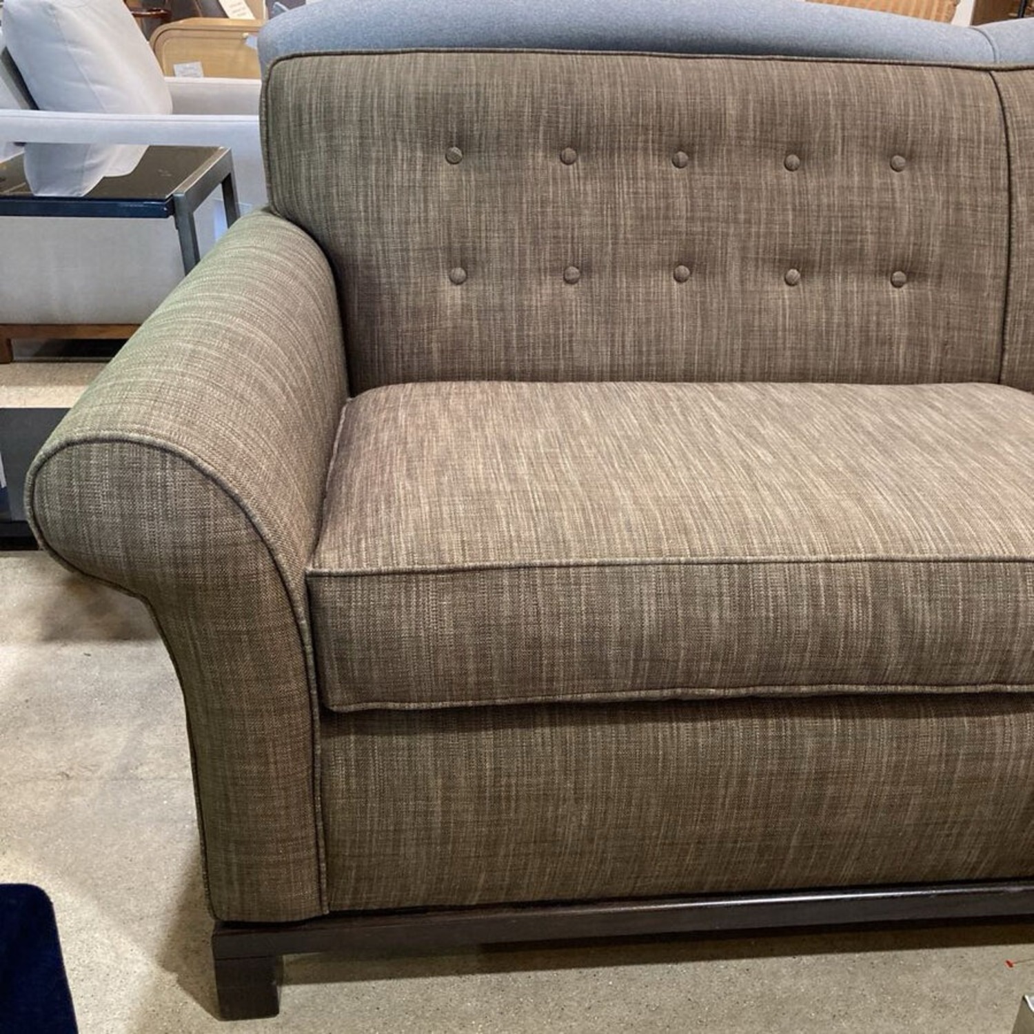 Kravet Button Tufted Performance Fabric Roll-Arm Sofa - image-7