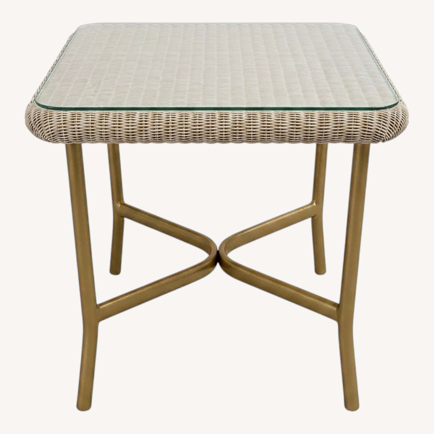 Lloyd Flanders All Seasons Wicker Square Glass Top End Table - image-0