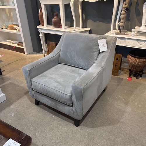 Used Velvet Curve-Arm Accent Chair Dove Gray for sale on AptDeco