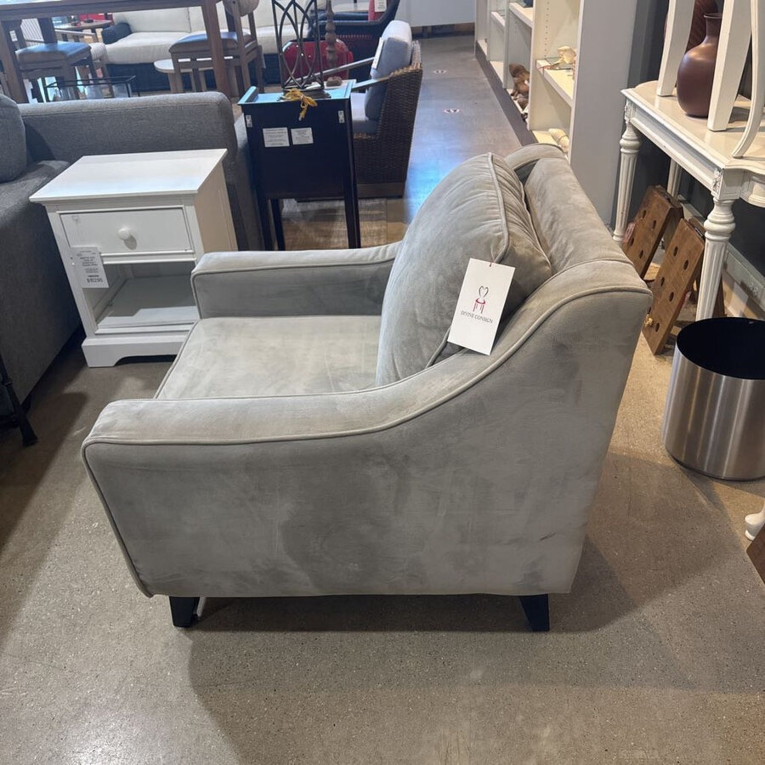 Velvet Curve-Arm Accent Chair Dove Gray - image-2