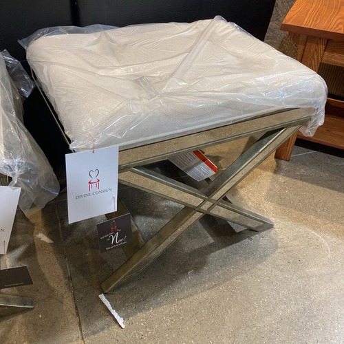 Used Marlo Mirrored Vanity Stool Bench for sale on AptDeco