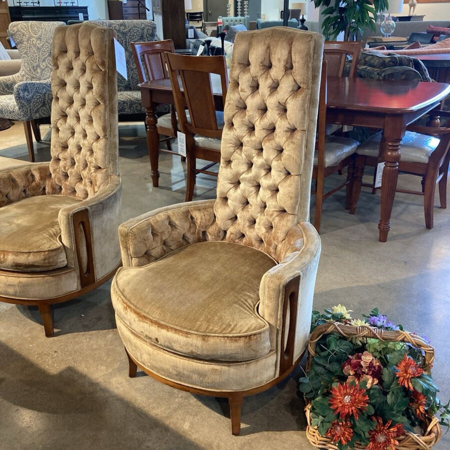 Vintage Hollywood Regency Highback Tufted Chair - image-14