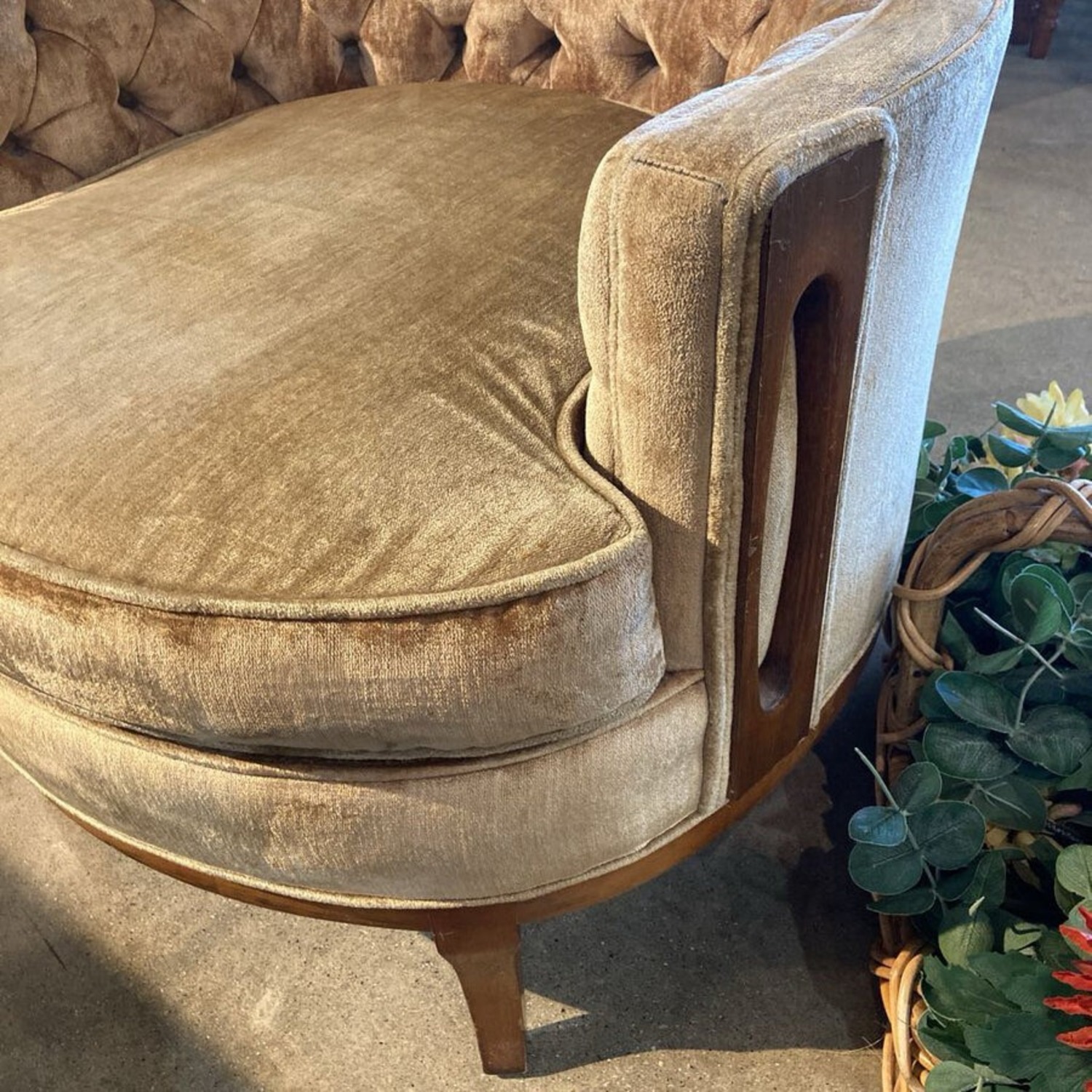 Vintage Hollywood Regency Highback Tufted Chair - image-5