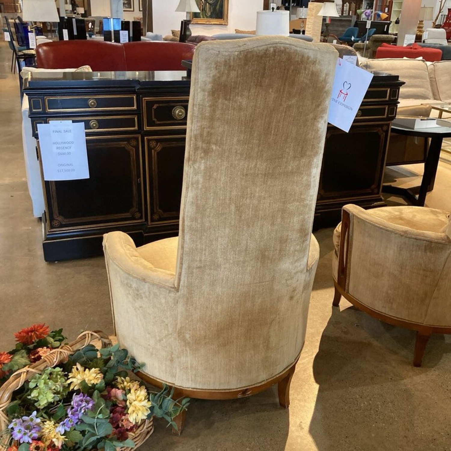 Vintage Hollywood Regency Highback Tufted Chair - image-8