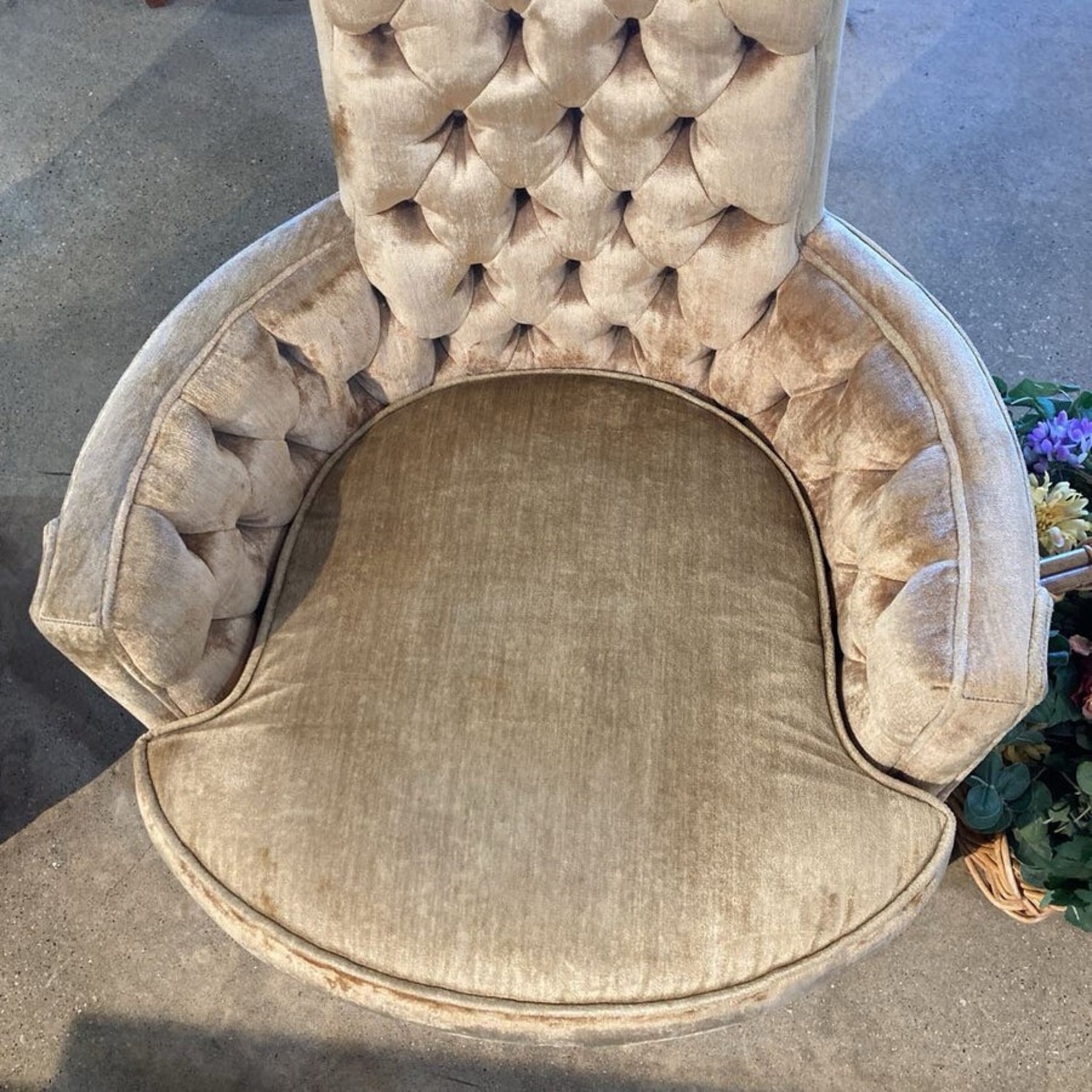 Vintage Hollywood Regency Highback Tufted Chair - image-4