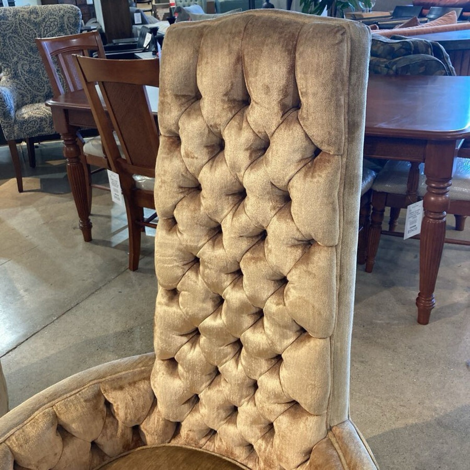 Vintage Hollywood Regency Highback Tufted Chair - image-3