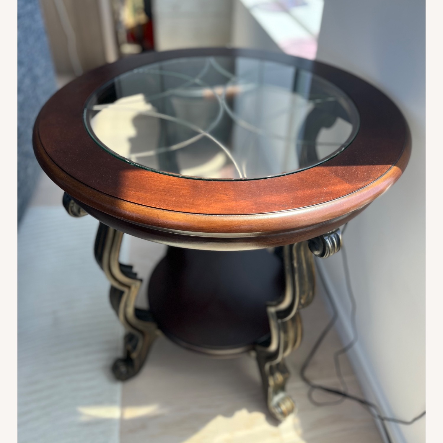 Raymour & Flanigan Dark Brown Side Table - image-1