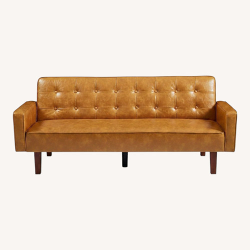 Used Wayfair Light Brown Faux Leather Sleeper Sofa for sale on AptDeco