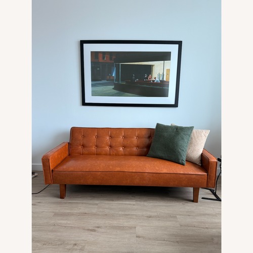 Used Wayfair Light Brown Faux Leather Sleeper Sofa for sale on AptDeco