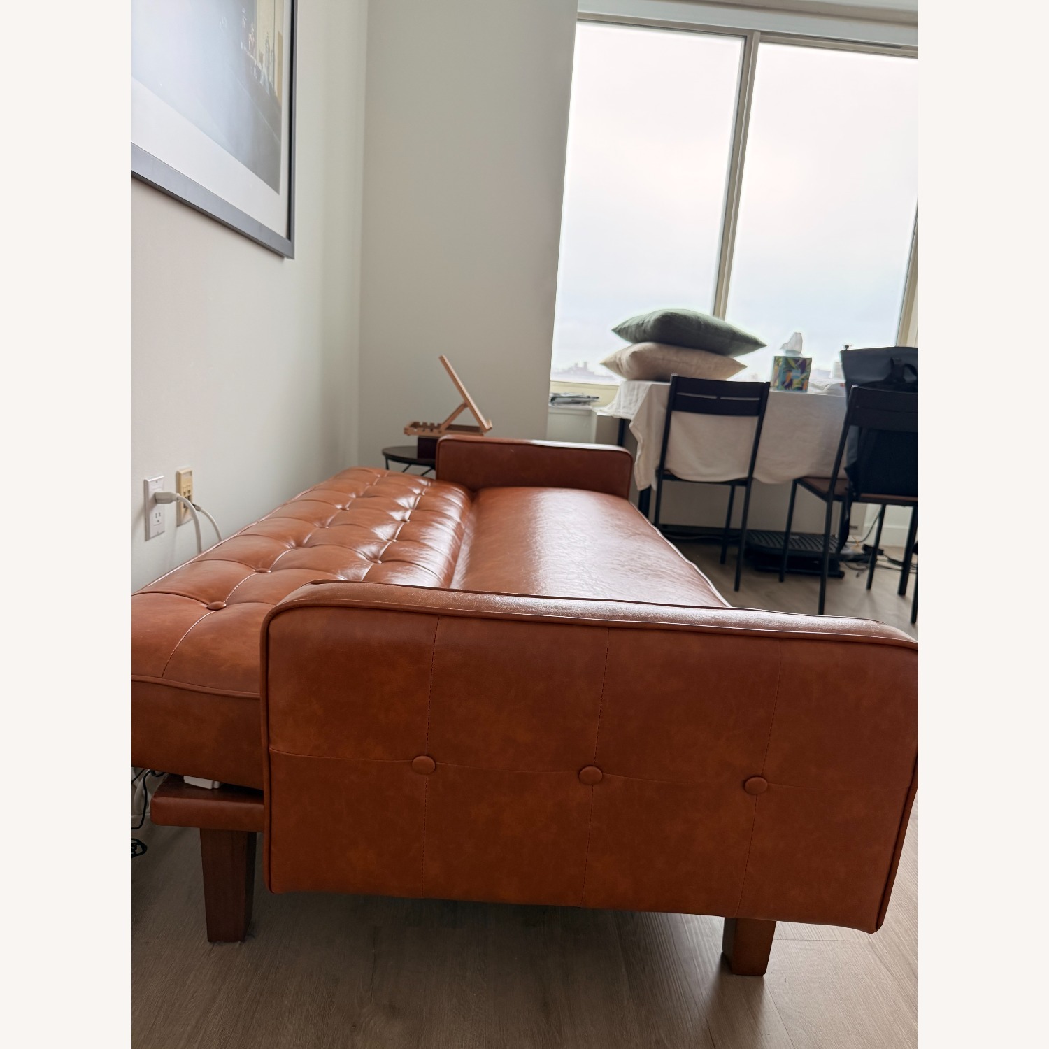 Wayfair Light Brown Faux Leather Sleeper Sofa - image-3