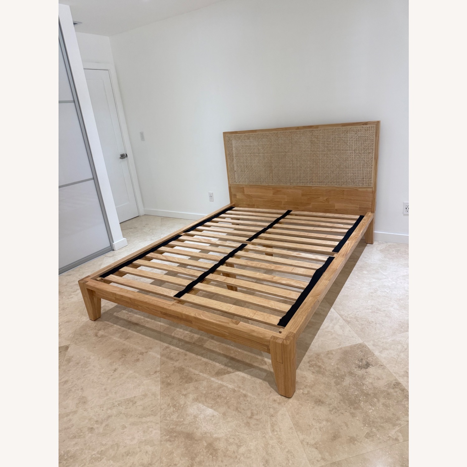 Natural Wood Queen Bed - image-1