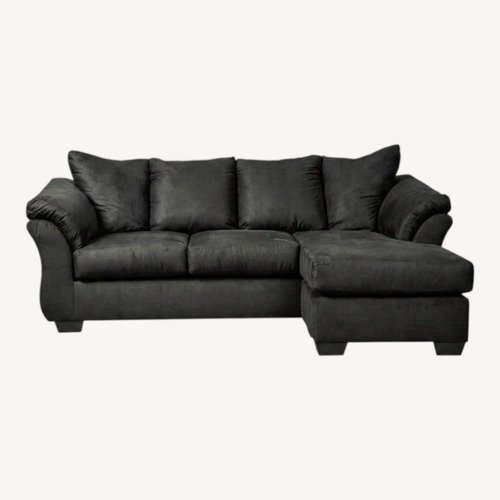 Used Darcy Black Fabric 2 Piece Sectional for sale on AptDeco