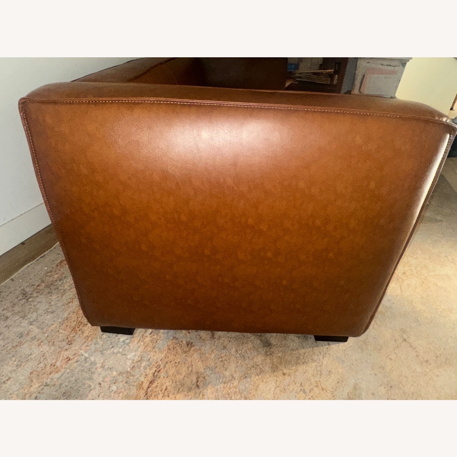 Goyette Dark Brown Faux Leather 3+ Seater Sofa - image-3