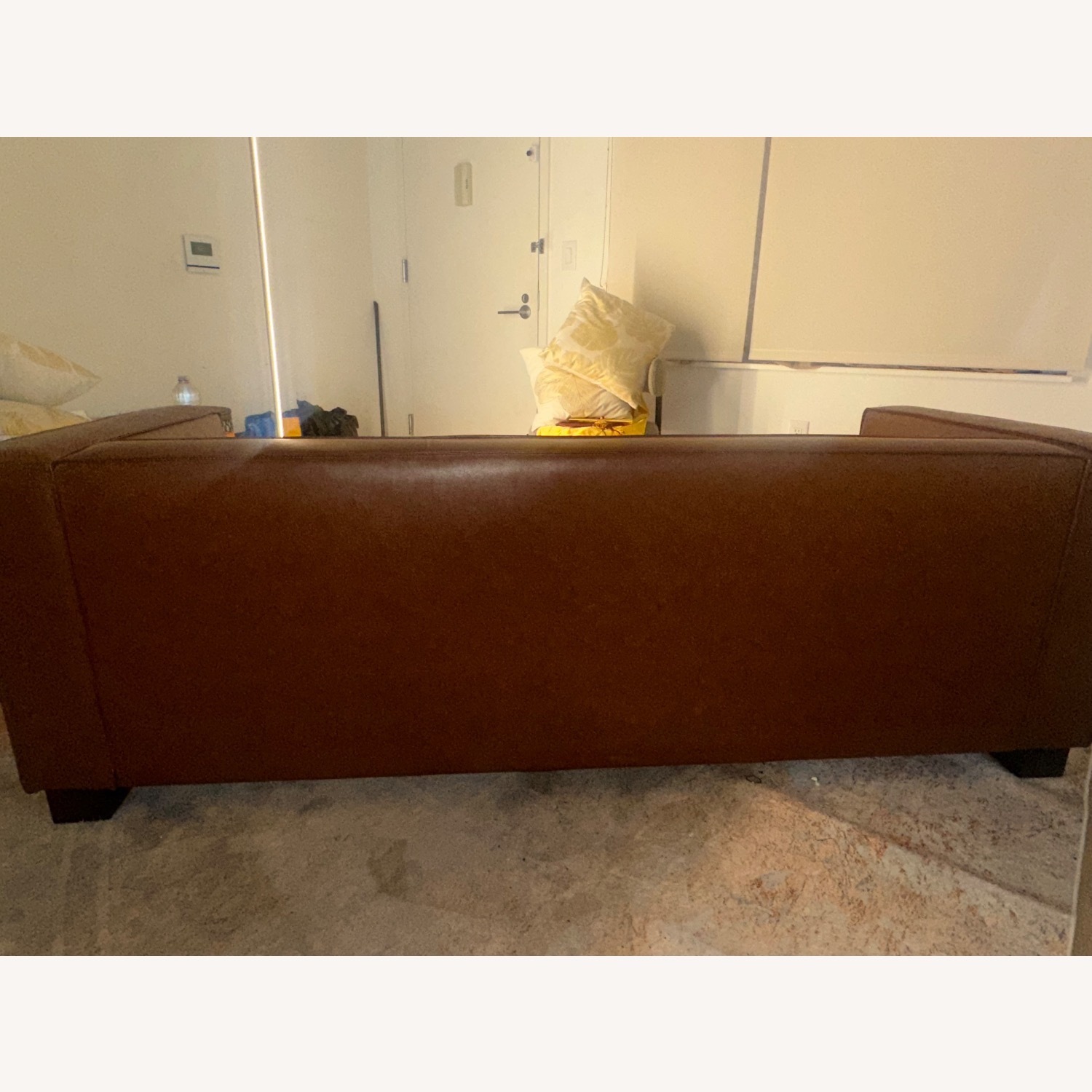 Goyette Dark Brown Faux Leather 3+ Seater Sofa - image-4