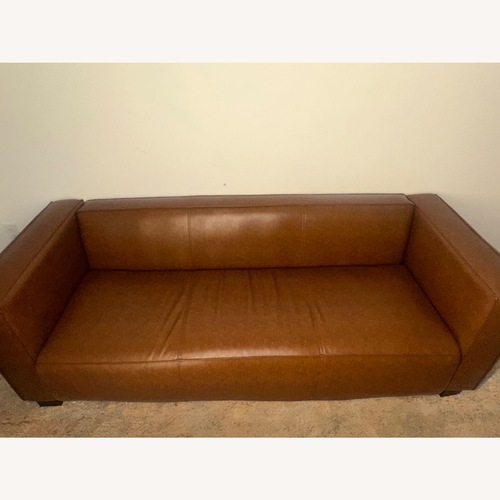 Used Goyette Dark Brown Faux Leather 3+ Seater Sofa for sale on AptDeco