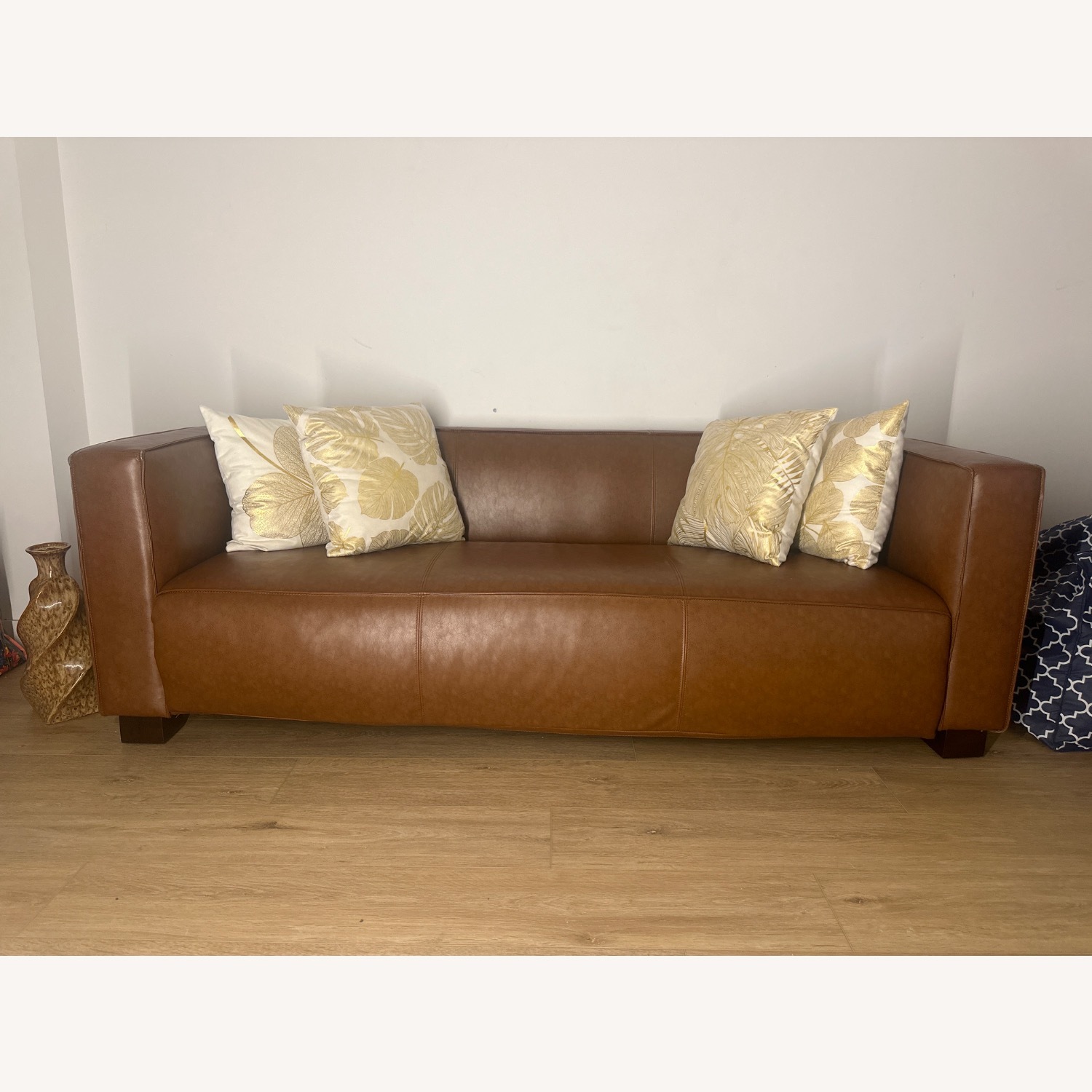 Goyette Dark Brown Faux Leather 3+ Seater Sofa - image-5