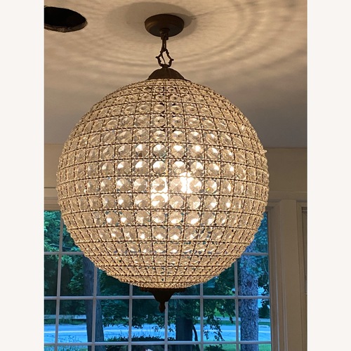 Used Arhaus Poppy Brass and Glass Large Chandelier for sale on AptDeco