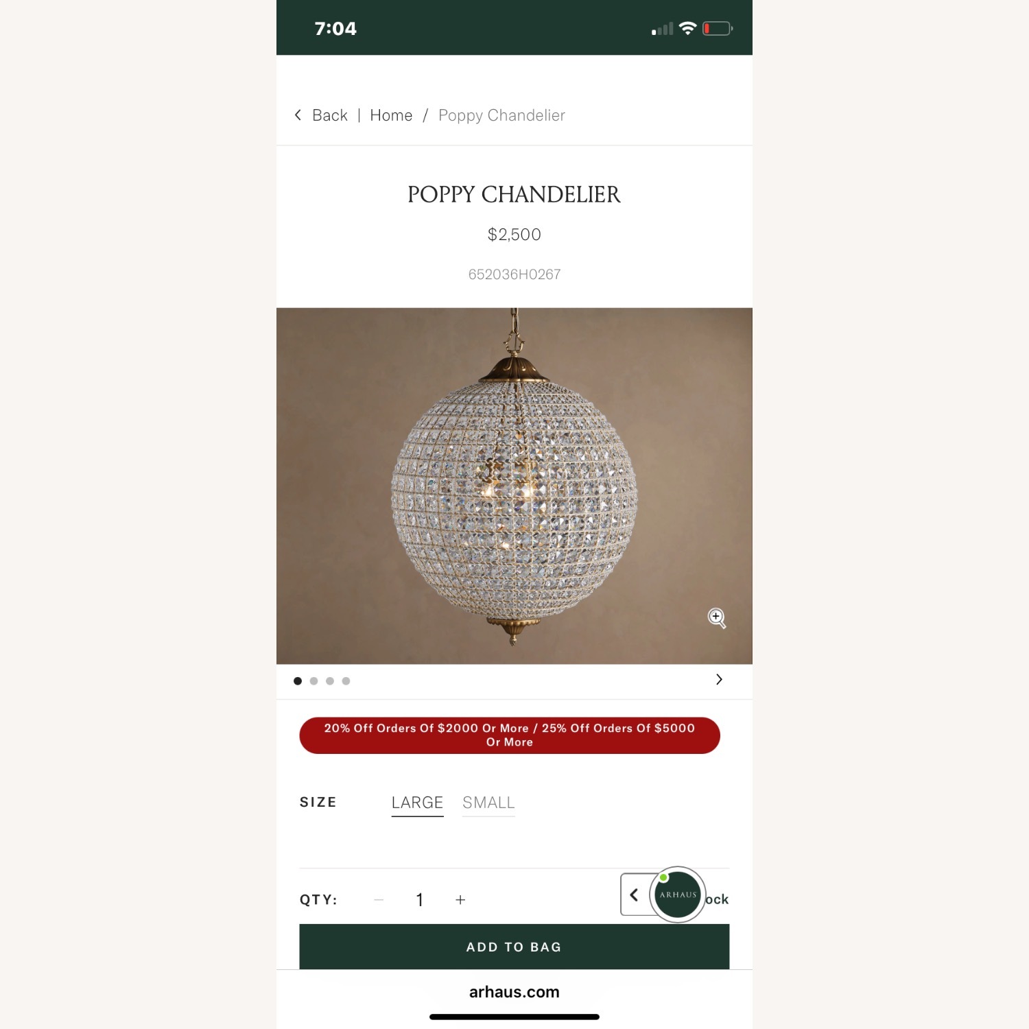 Arhaus Poppy Brass and Glass Large Chandelier - image-3