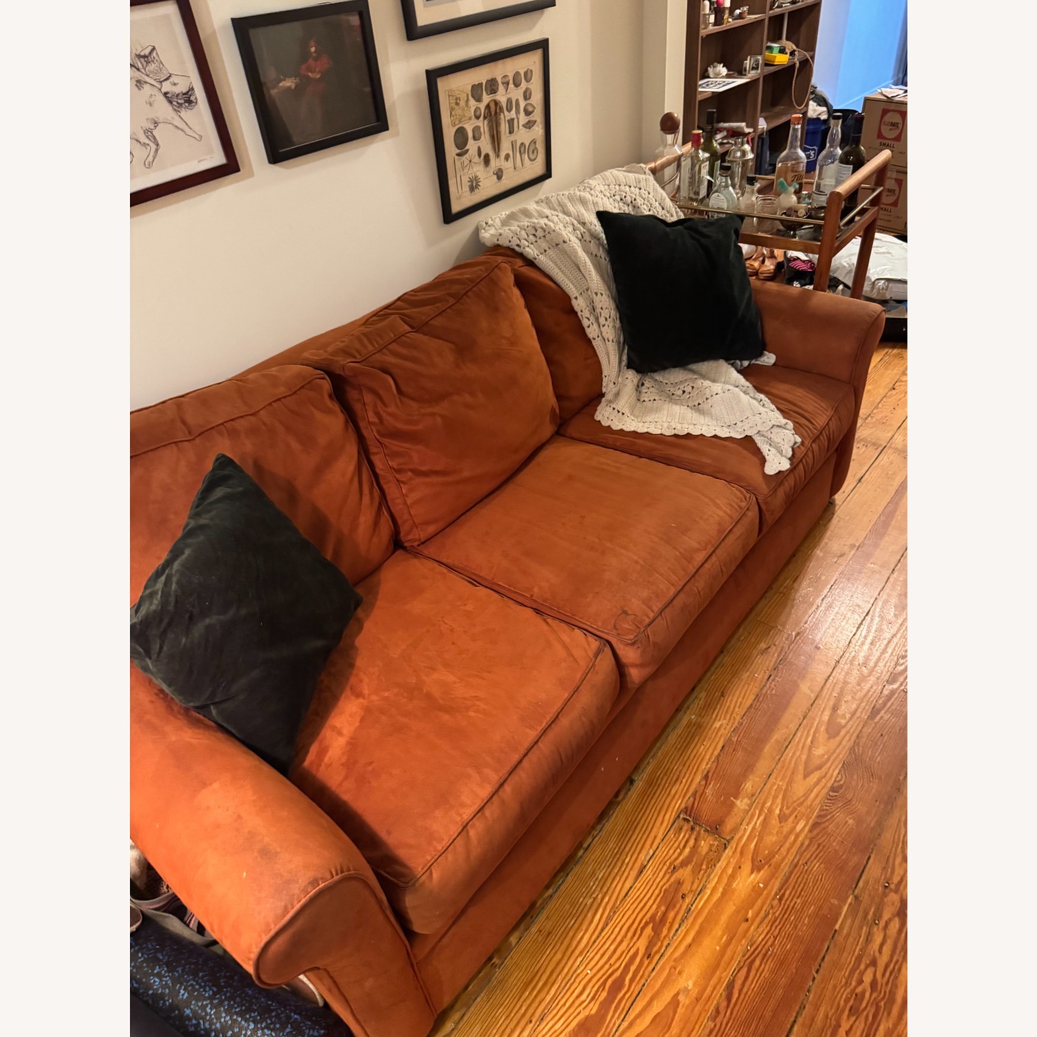 Orange Micro-suede Sofa - image-2