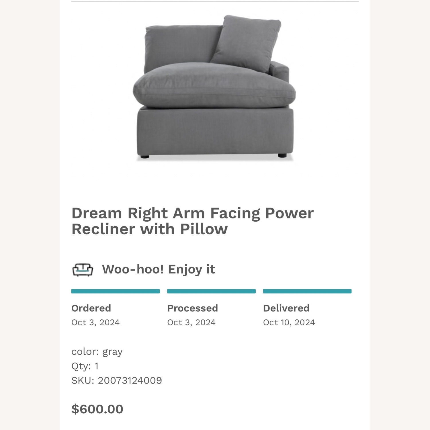 Dream Gray Power Reclining Modular Sectional - image-6