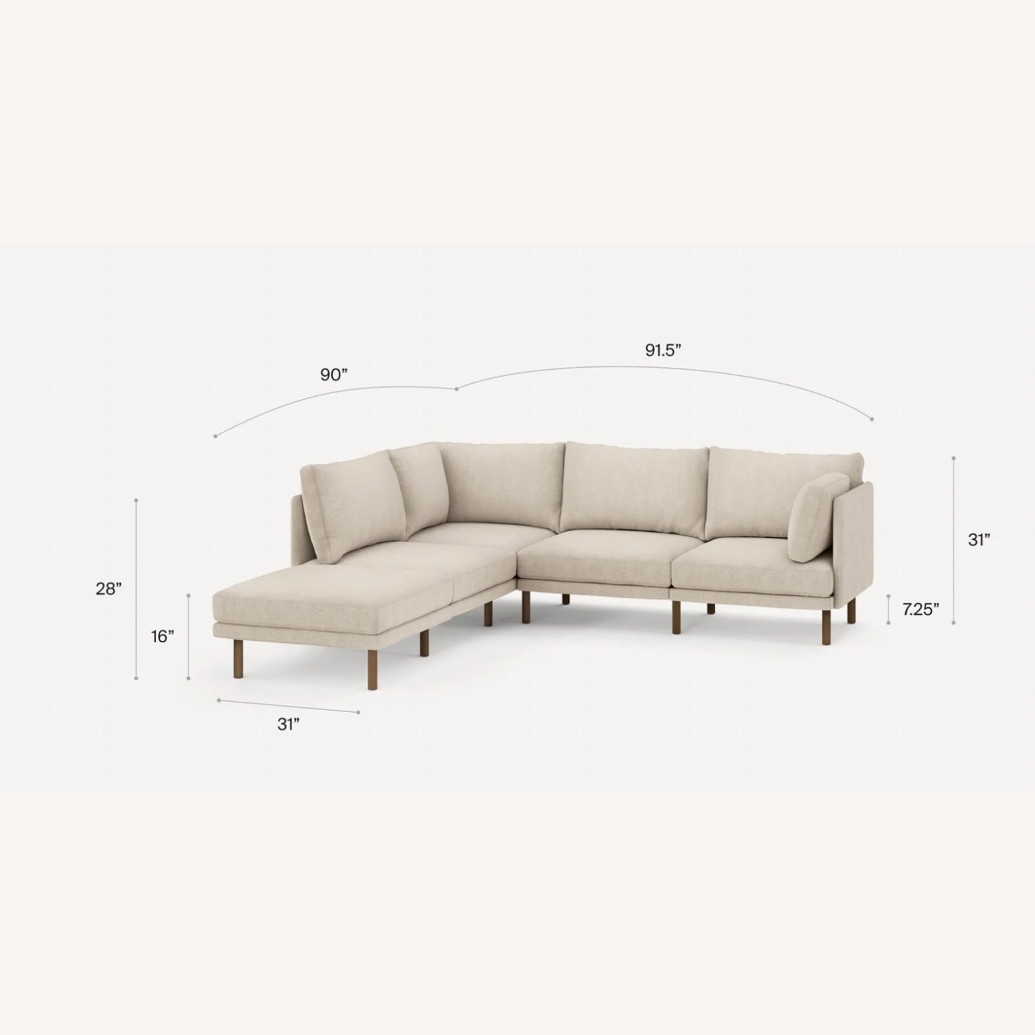Burrow Field Natural Fabric 3+ Piece Sectional - image-5