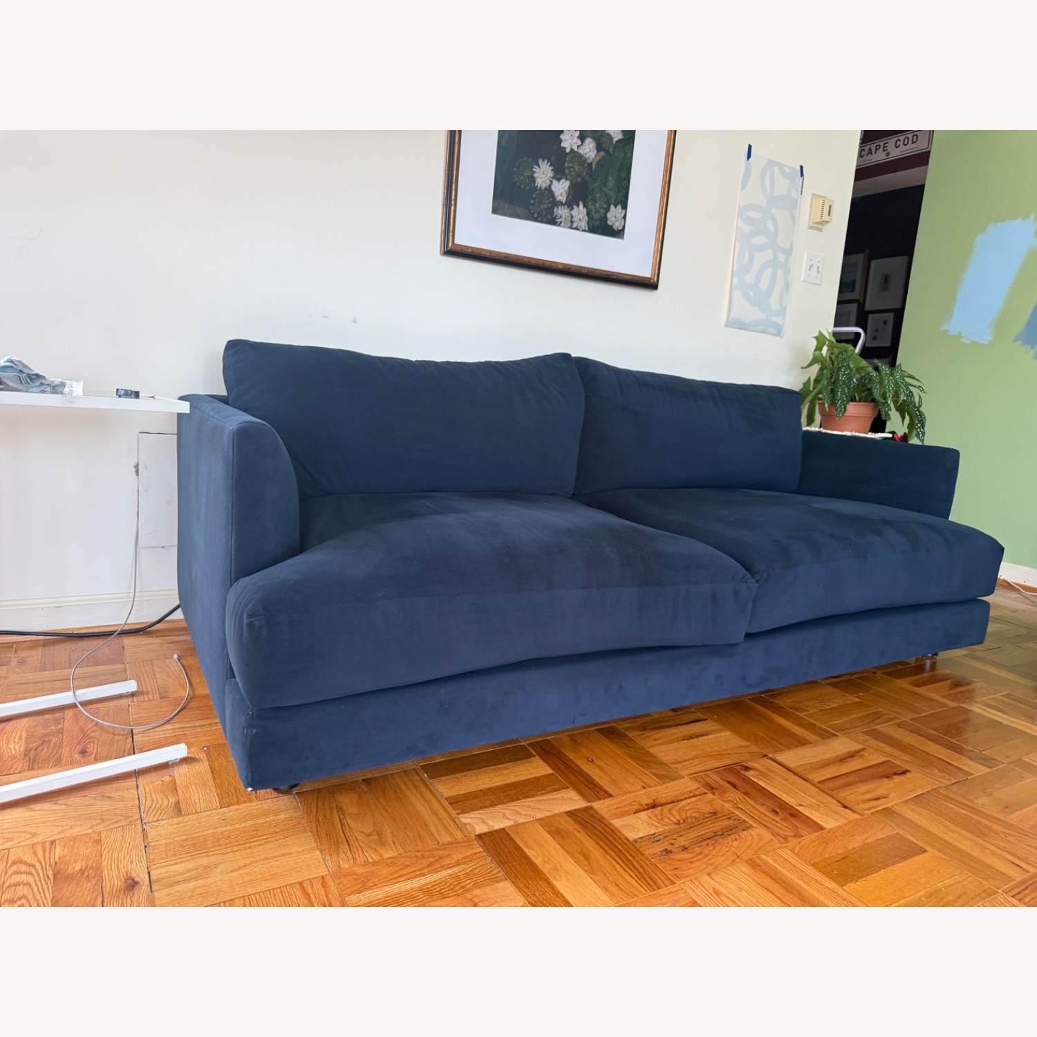 West Elm Haven Blue Fabric 2 Seater Sofa - image-2