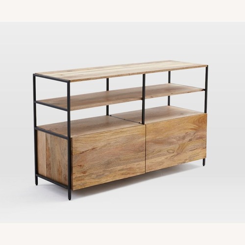 Used West Elm Natural Industrial Solid Wood Modular Media Console for sale on AptDeco