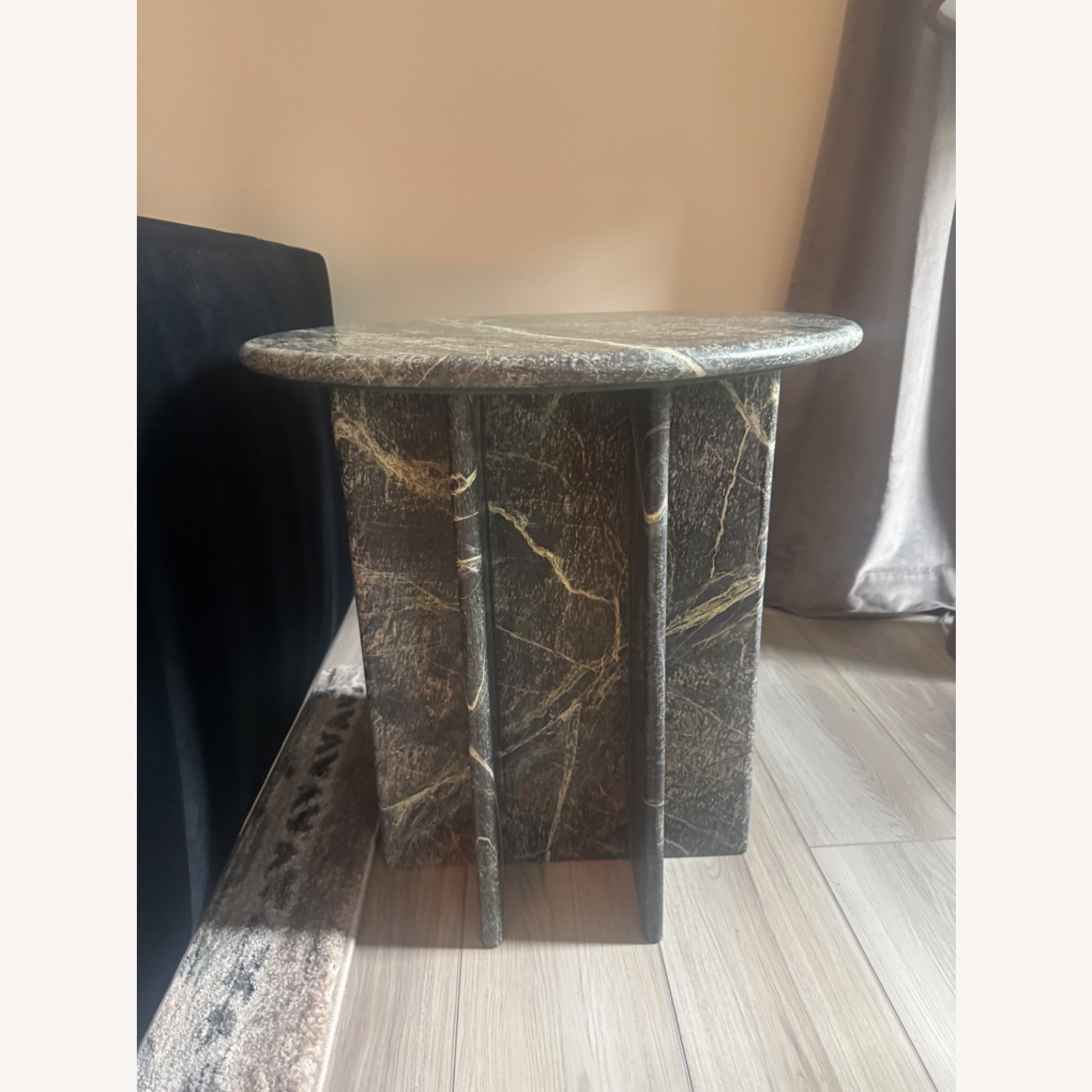 CB2 Pasar Round Green Marble Side Table - image-2