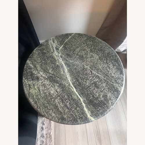 Used CB2 Pasar Round Green Marble Side Table for sale on AptDeco