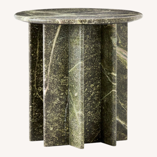 Used CB2 Pasar Round Green Marble Side Table for sale on AptDeco