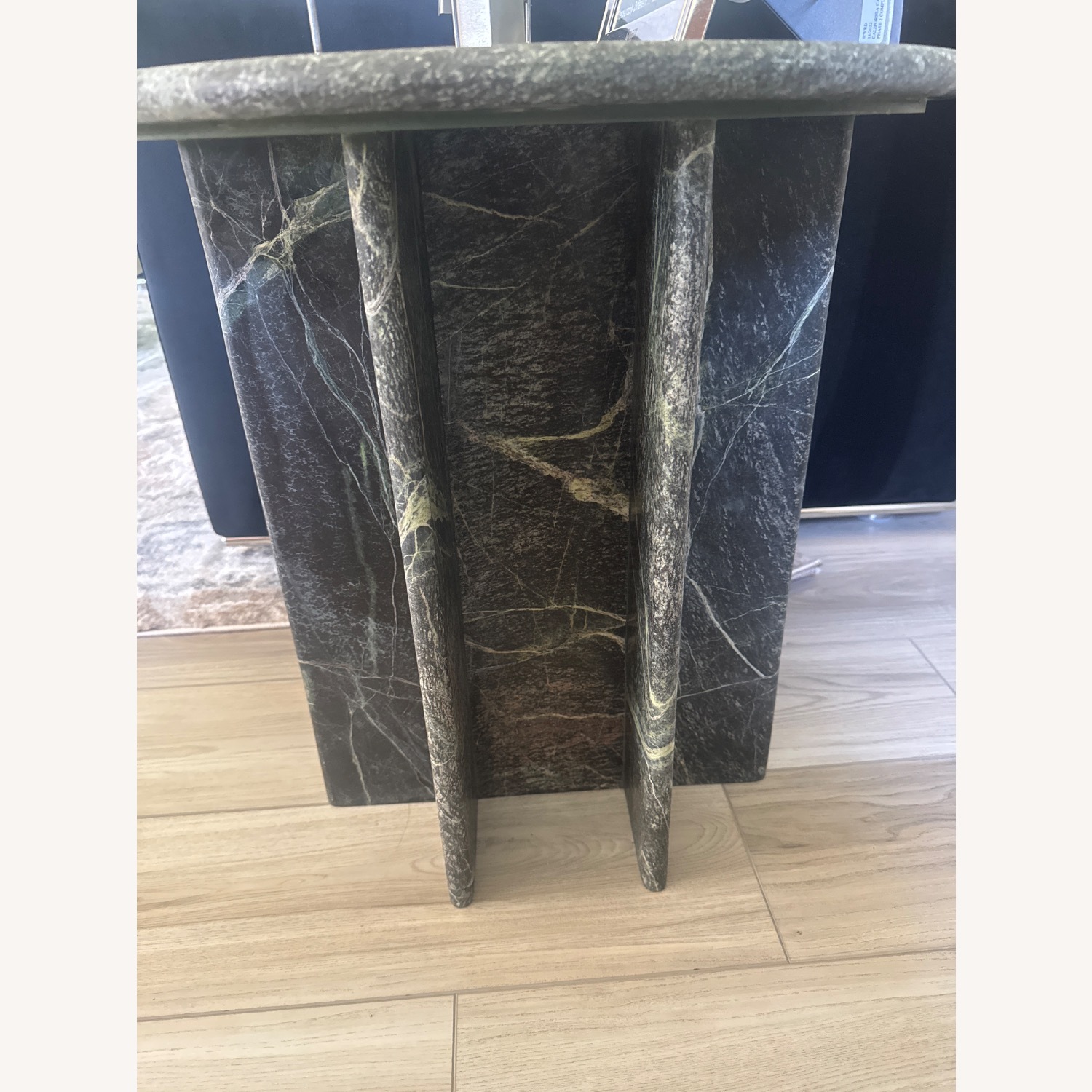 CB2 Pasar Round Green Marble Side Table - image-3