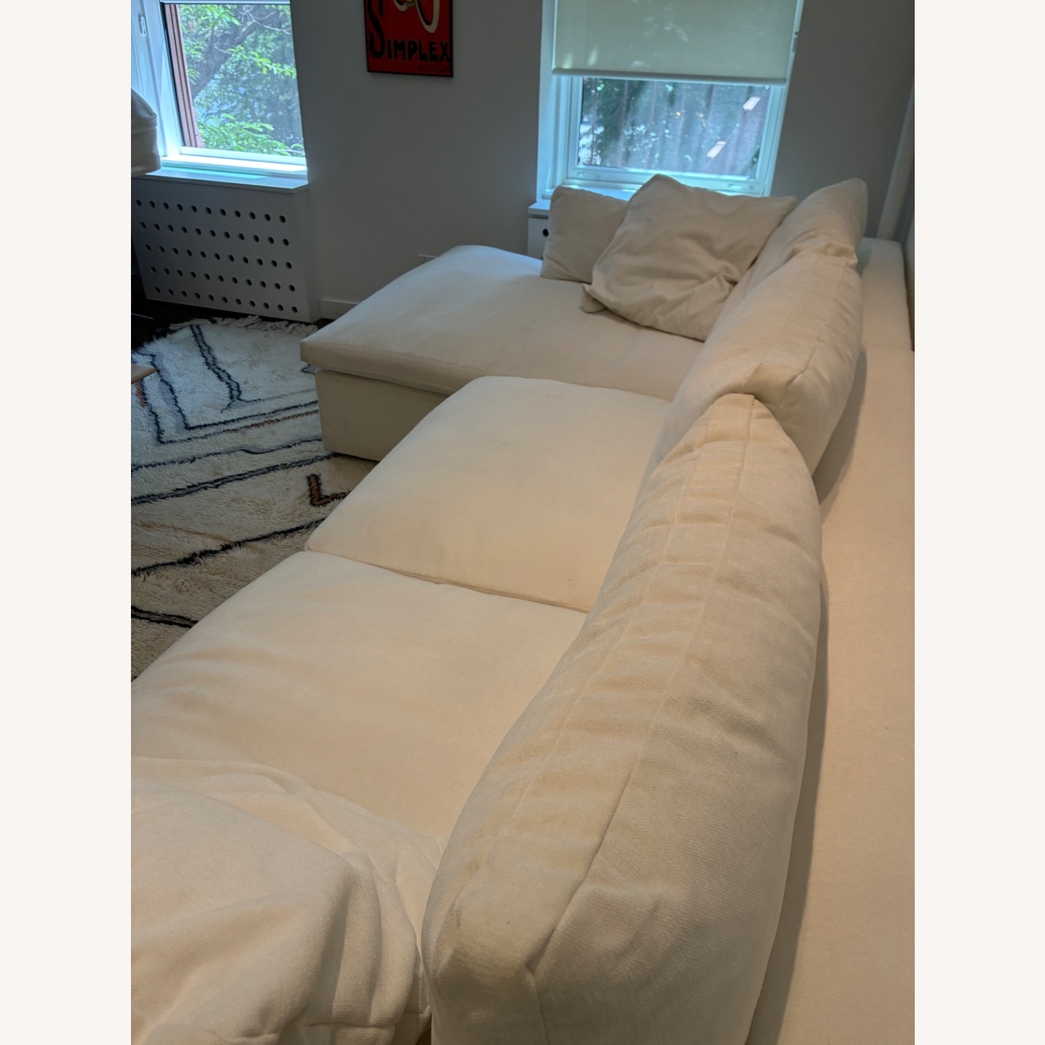 West Elm White Fabric 2 Piece Sectional - image-4