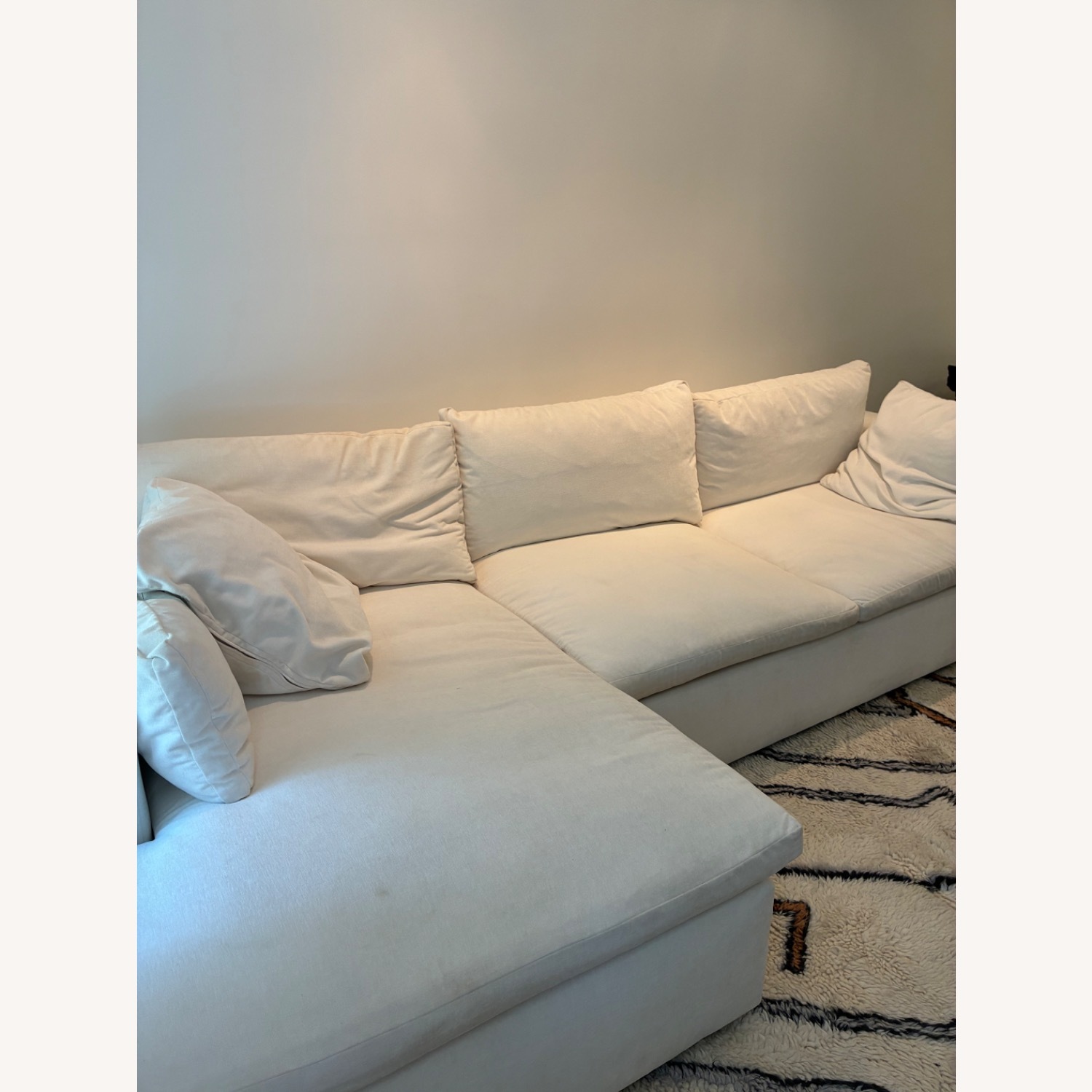 West Elm White Fabric 2 Piece Sectional - image-3